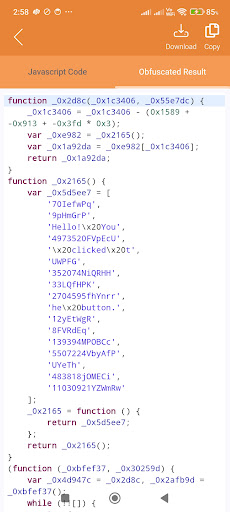 Javascript learn & Obfuscator ekran görüntüsü