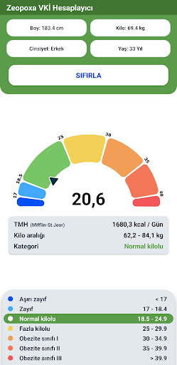 BMI Hesaplayıcı - Kilo Kaybı ekran görüntüsü