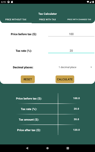 Tax Calculator ekran görüntüsü