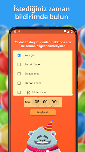 Doğum günü takvimi. ekran görüntüsü
