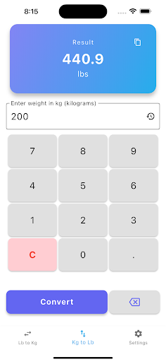 lbs to kg Converter ekran görüntüsü