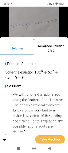Matematik çözücü ekran görüntüsü