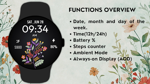 Beautiful Floral WatchFace ekran görüntüsü