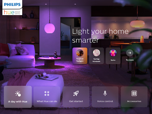 Philips Hue instore app ekran görüntüsü