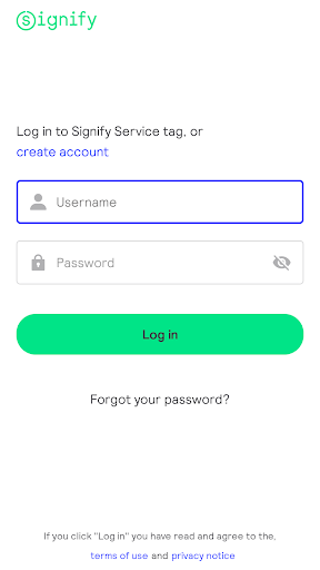 Signify Service Tag ekran görüntüsü