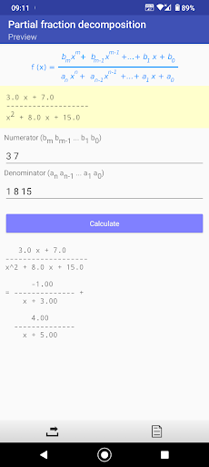 Partial fraction decomposition ekran görüntüsü