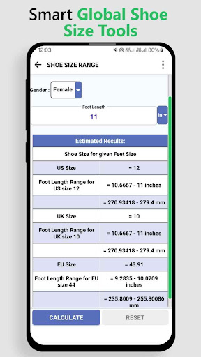 Global Shoe Size Measurements ekran görüntüsü