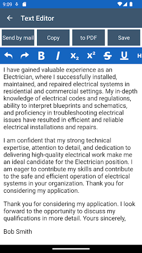 Cover letter generator ekran görüntüsü