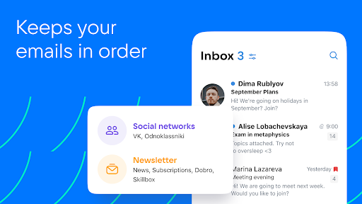 VK Mail: email client ekran görüntüsü
