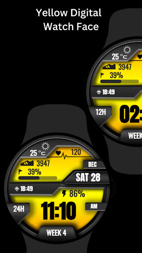 Yellow Digital Watch Face ekran görüntüsü