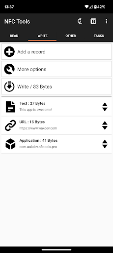 NFC Tools ekran görüntüsü