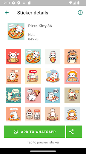 Pizza Kitty Stickers ekran görüntüsü