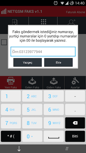 Netgsm Faks ekran görüntüsü