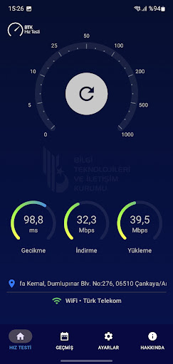 BTK Hız Testi ekran görüntüsü