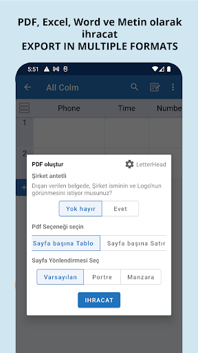 Table Notes - Mobil Excel ekran görüntüsü