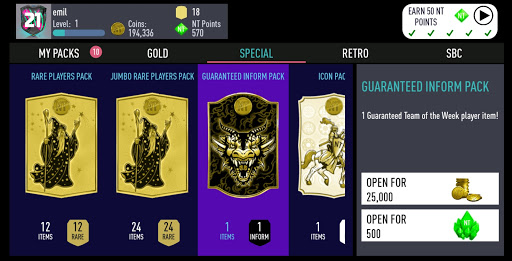 NT 21 Draft + Pack Opener ekran görüntüsü