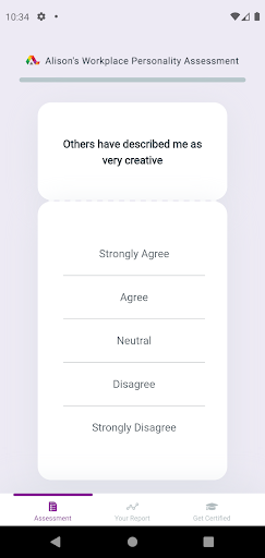 Personality Test ekran görüntüsü
