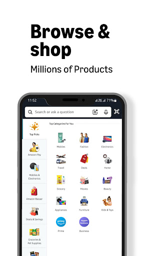 Amazon India Shop, Pay, miniTV ekran görüntüsü