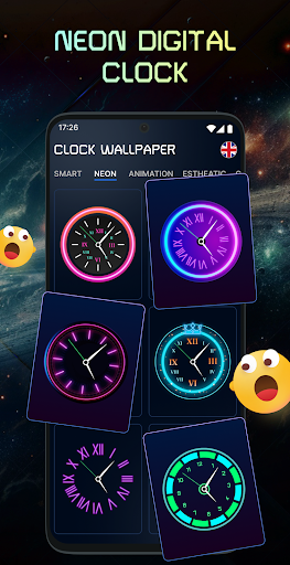 Neon Clock Digital Wallpaper ekran görüntüsü