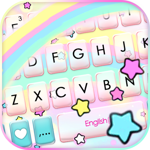 Cute Rainbow Stars Klavye Arka