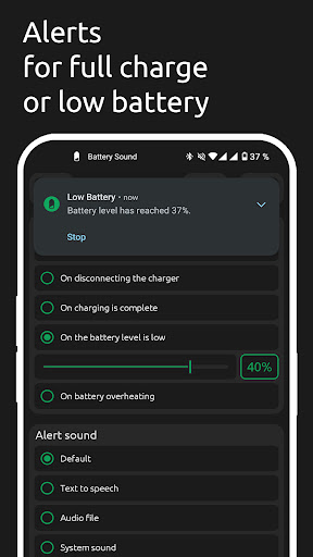 Battery Sound: Notification ekran görüntüsü