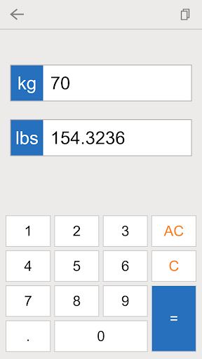 lbs kg converter ekran görüntüsü