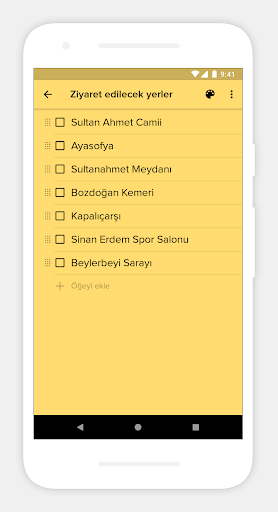 Not defteri, notlar - Defter ekran görüntüsü