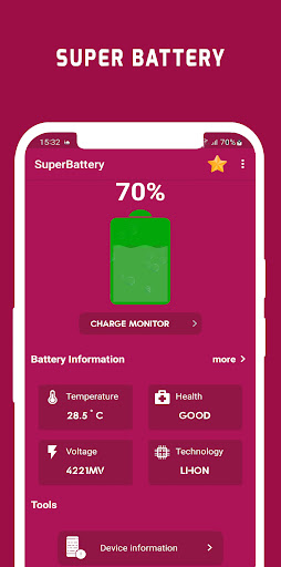 Superbattery ve şarj monitörü ekran görüntüsü
