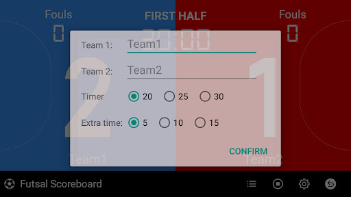 Futsal scoreboard ekran görüntüsü