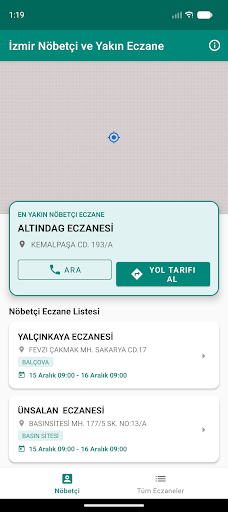 İzmir Nöbetçi ve Yakın Eczane ekran görüntüsü