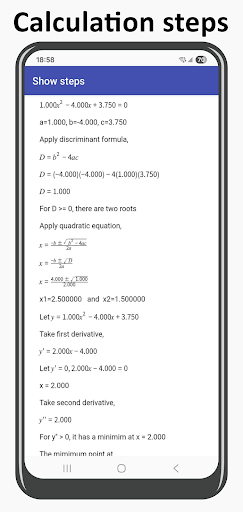 Quadratic equation solver ekran görüntüsü
