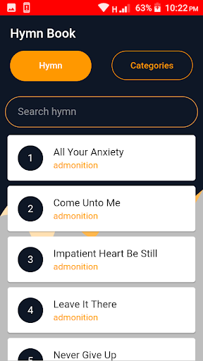 Hymn book ekran görüntüsü