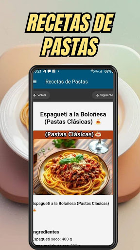 Recetas de Pastas ekran görüntüsü