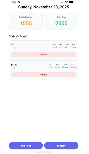Food Calories tracker ekran görüntüsü
