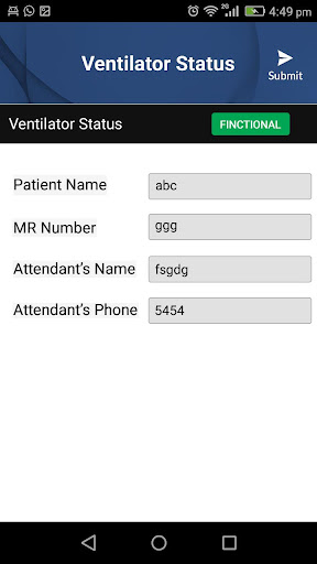 Ventilator Status ekran görüntüsü