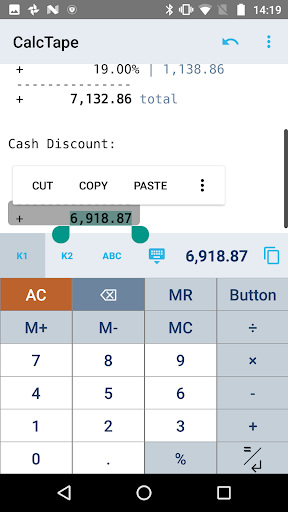 CalcTape Calculator with Tape ekran görüntüsü