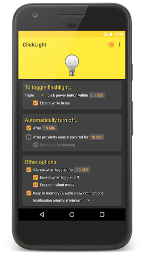ClickLight: Power button flash ekran görüntüsü