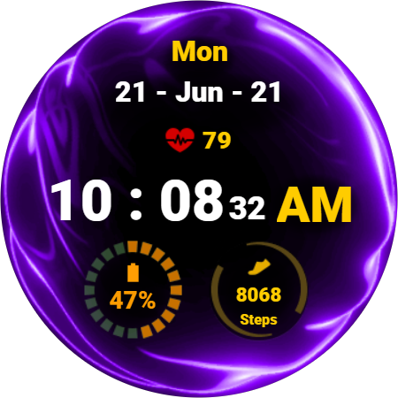 Fluid Purple Watch Face ekran görüntüsü