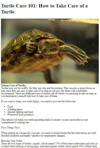 Pet Turtle Care Guide ekran görüntüsü