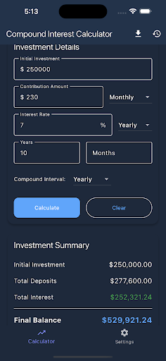 Compound Interest Calculator ekran görüntüsü