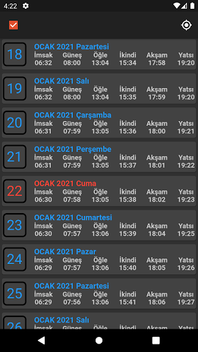 iftar vakti ve namaz vakitleri ekran görüntüsü