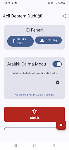 Acil Deprem Düdüğü ekran görüntüsü