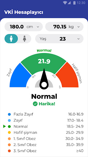 VKİ Hesaplama - Ideal Kilo ekran görüntüsü