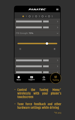 Fanatec App ekran görüntüsü