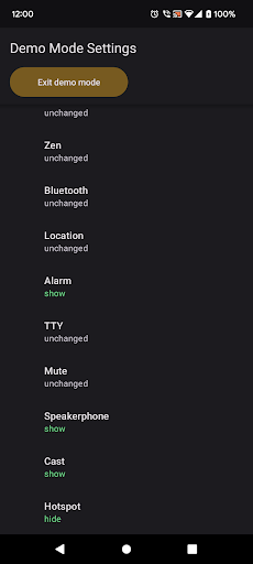 Demo Mode Settings ekran görüntüsü