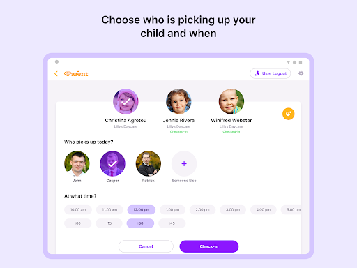 Parent ApS Check-in ekran görüntüsü