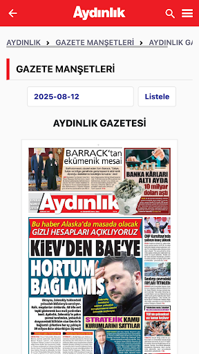 Aydınlık ekran görüntüsü