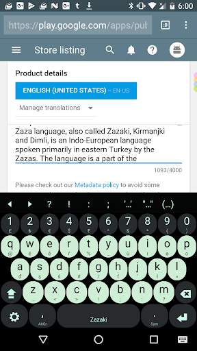Zazaki Keyboard plugin for OKe ekran görüntüsü