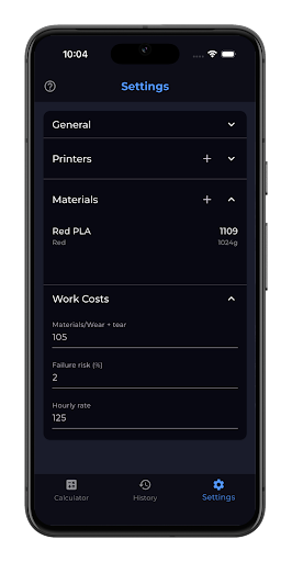 3D Print Cost Calculator ekran görüntüsü