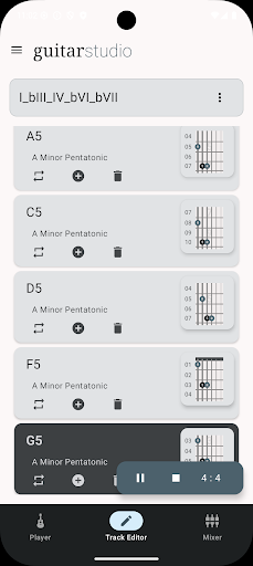 guitar studio - chord progress ekran görüntüsü
